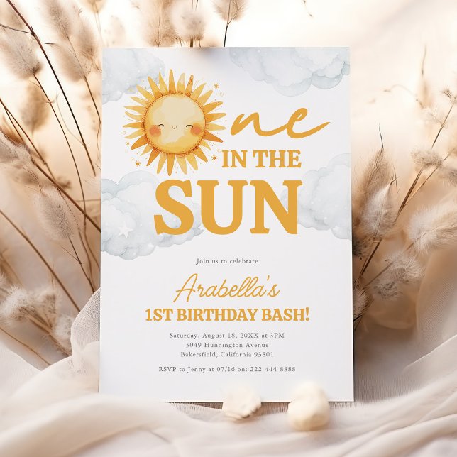En i Sol Sunshine 1:a födelsedagen Inbjudningar (Skapare uppladdad)