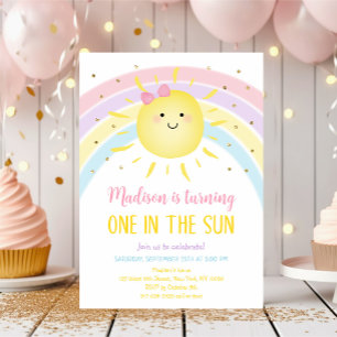 En i Sol Sunshine Birthday Inbjudningar
