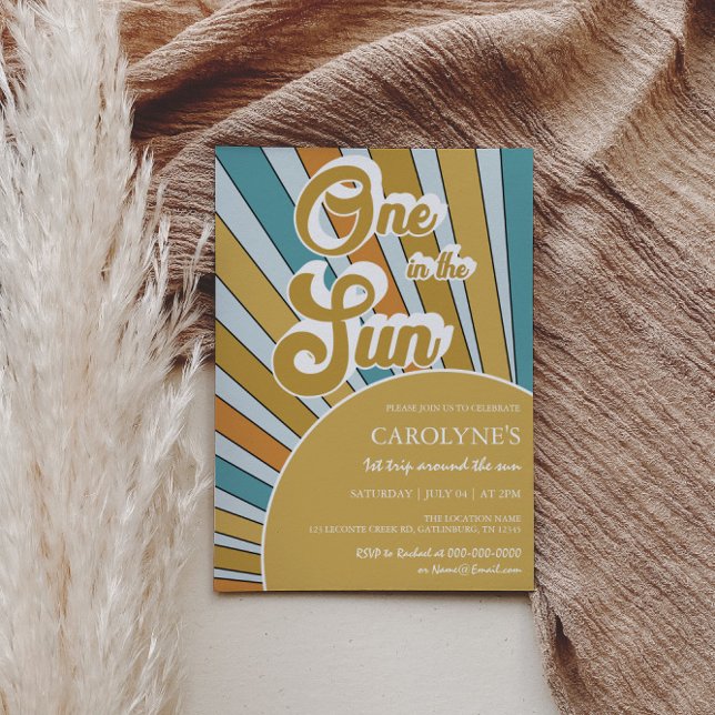 En i Sol Sunshine Mute Rainbow 1 Birthday Inbjudningar (Skapare uppladdad)