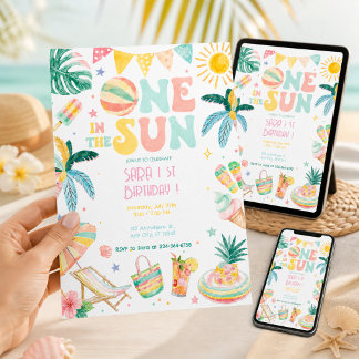 En i solen 1:a Födelsedags Strandfest Inbjudningar
