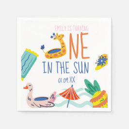 En i solen första födelsedagsfesten pool doodle pappersservett