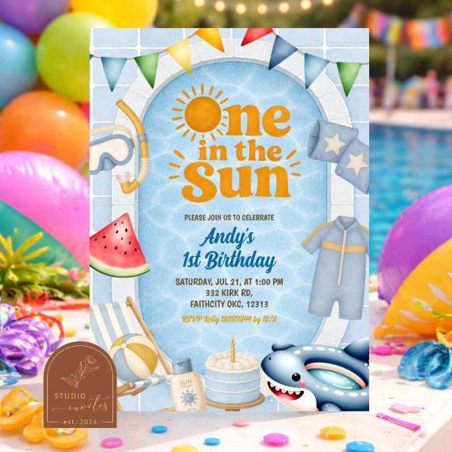 En i solen Pool födelsedagsfest Inbjudan (Skapare uppladdad)
