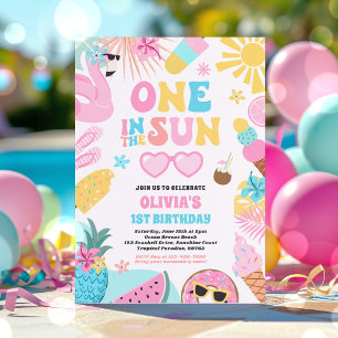 En I Solen Tropisk Strand 1-års Födelsedagsfest Inbjudningar
