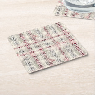 En i Tartan Blommigt Design Series #13 Underlägg Papper Kvadrat