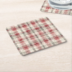 En i Tartan-Blommigten Design Series #15 Underlägg Papper Kvadrat