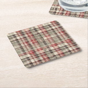 En i Tartan-Blommigten Design Series #2 Underlägg Papper Kvadrat