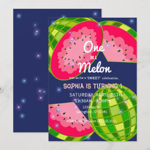 En i Watermelon! Första födelsedag Party Inbjudningar