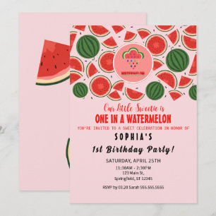 En i Watermelon! Första födelsedag Party Inbjudningar