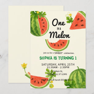 En i Watermelon! Första födelsedag Party Inbjudningar