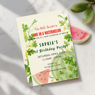 En i Watermelon! Första födelsedag Party Inbjudningar