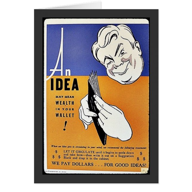 En idé, rikedom i din plånbok hälsningskort (Framsidan)