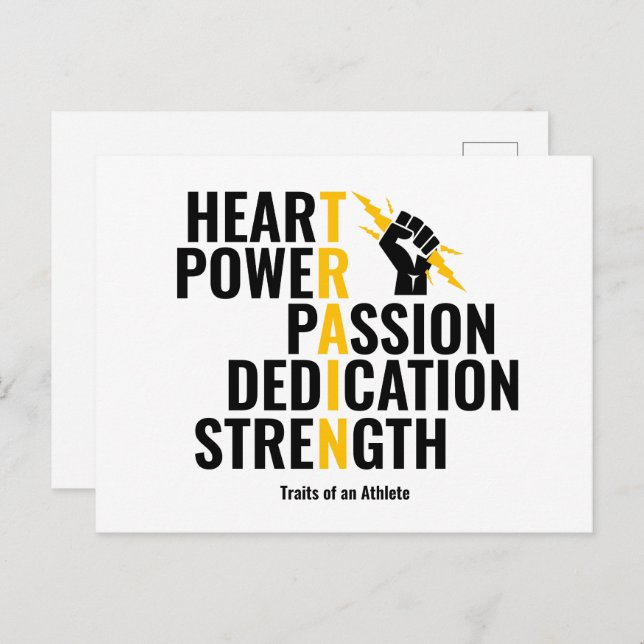 En Idrottsmans egenskaper Vykort (Fram/baksida)
