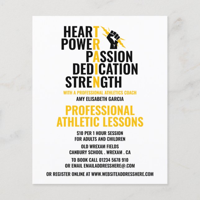 En Idrottsmans tåg, Athletics Lesson Advertising Flygblad (Framsidan)