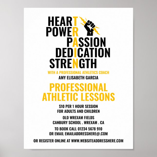 En Idrottsmans tåg, Athletics Lesson Advertising Poster (Framsidan)