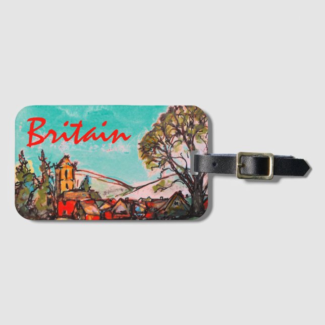 En Idyllic British Village sketch art Bagagebricka (Framsida horisontal)