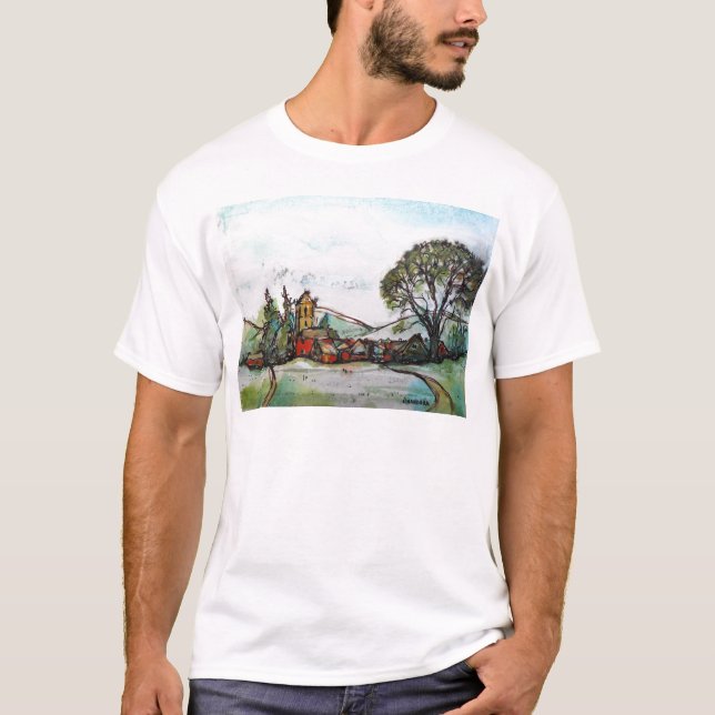 En Idyllic British Village-sketch Tee Shirt (Framsida)
