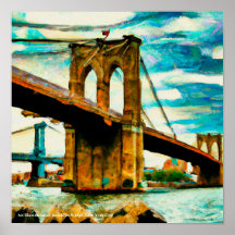 En illustration av Brooklyn Bridge NYC Poster