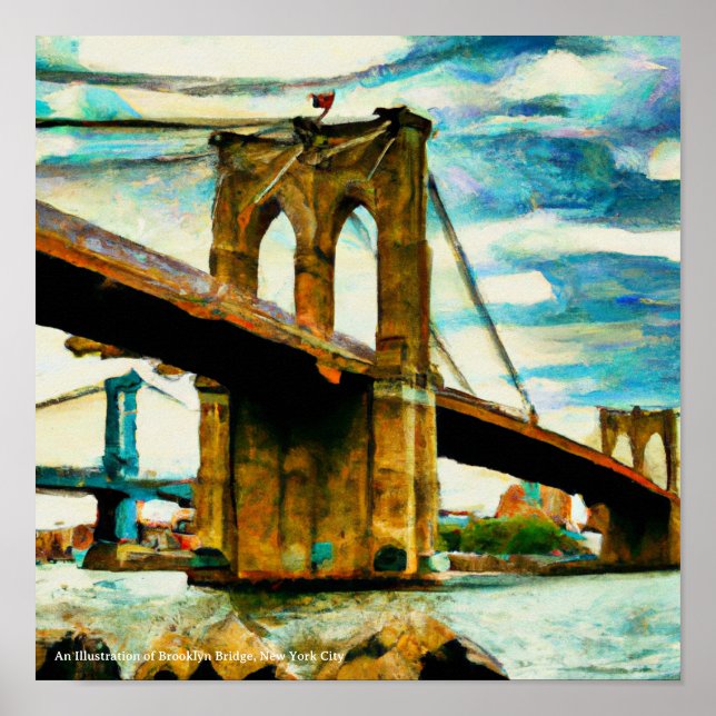 En illustration av Brooklyn Bridge NYC Poster (Framsidan)