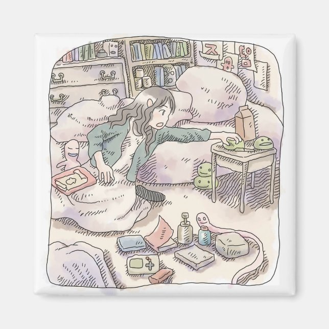En illustration av en kvinna som sträcker ut hande magnet (Framsidan)