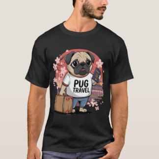 En illustration av en mops som bär en med texten " t shirt