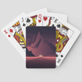 En illustration av en solnedgång i bergen       casinokort