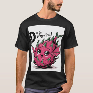 en illustration av en söt drakonfrukt med liten t shirt