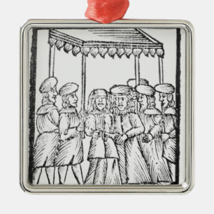 En illustration av ett judiskt bröllop julgransprydnad metall