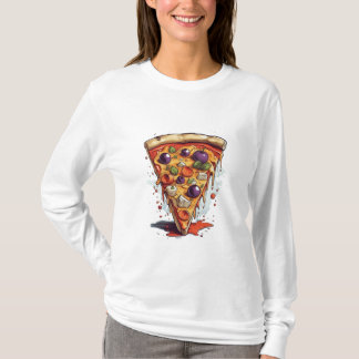 En illustration av ett stycke pizza, t-shirt