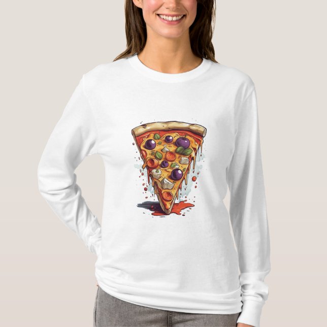 En illustration av ett stycke pizza, t-shirt (Framsida)