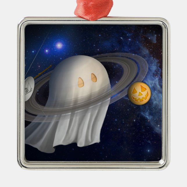 En illustration av konstnären Halloween Julgransprydnad Metall (Framsidan)