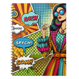 En illustration av trendiget i retro pop art stil anteckningsbok