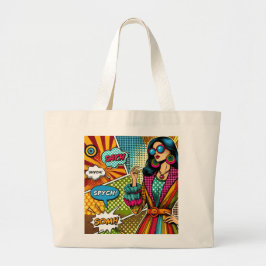 En illustration av trendiget i retro pop art stil jumbo tygkasse
