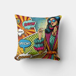 En illustration av trendiget i retro pop art stil kudde