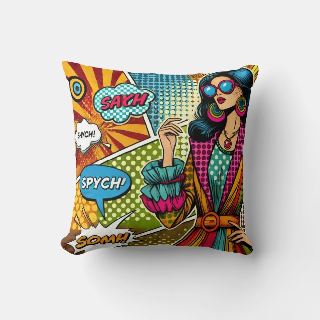 En illustration av trendiget i retro pop art stil kudde (Framsida)