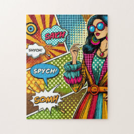 En illustration av trendiget i retro pop art stil pussel