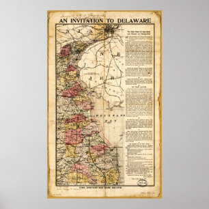 En inbjudan till Delaware i Karta (1903) Poster