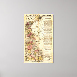 "En inbjudan till Delaware" karta (1903) Canvastryck