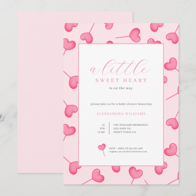 En inbjudan till en liten älskling i babyn (Fram/baksida)