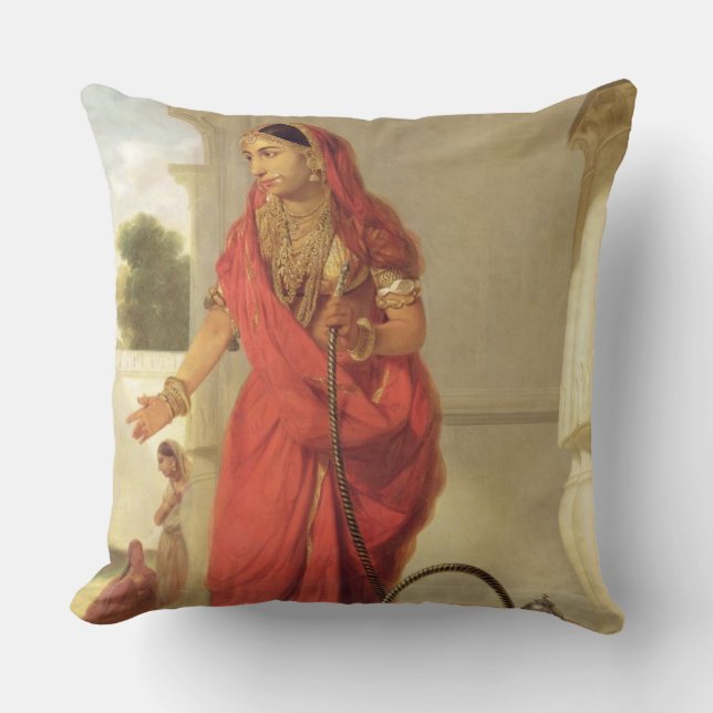 En indisk dansflicka med en Hookah, 1772 (olja på Kudde (Framsida)