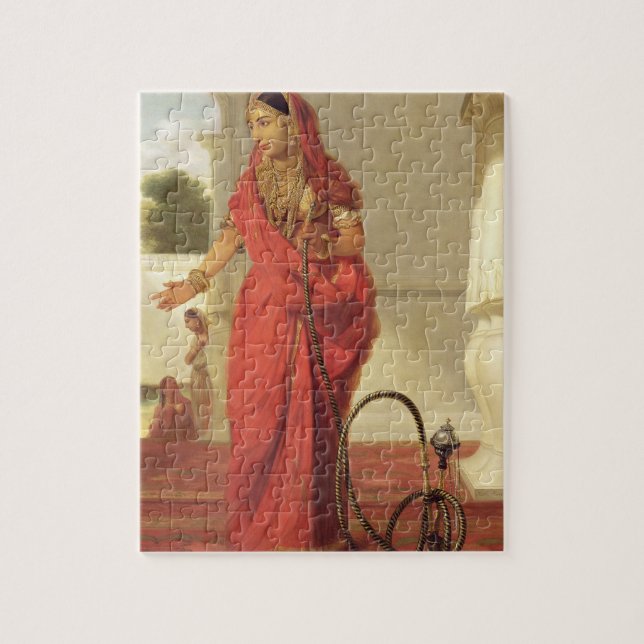En indisk dansflicka med en Hookah, 1772 (olja på Pussel (Vertikal)