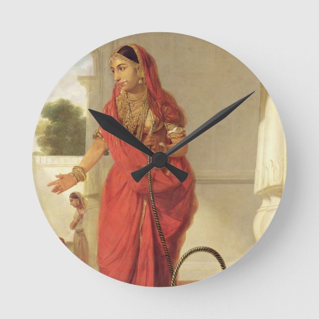 En indisk dansflicka med en Hookah, 1772 (olja på Rund Klocka (Framsida)