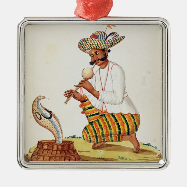 En indisk ormcharmör med en kobra, från en Frenc Julgransprydnad Metall (Framsidan)