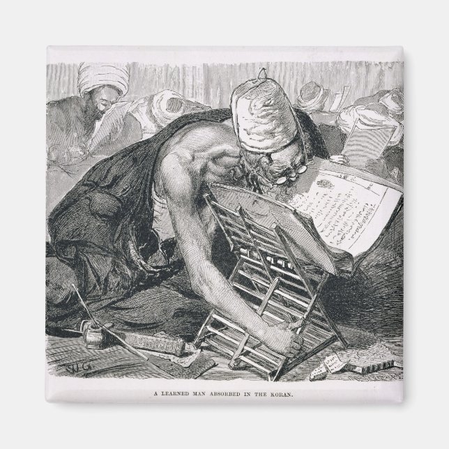En inlärd man som absorberats i Koranen Magnet (Framsidan)