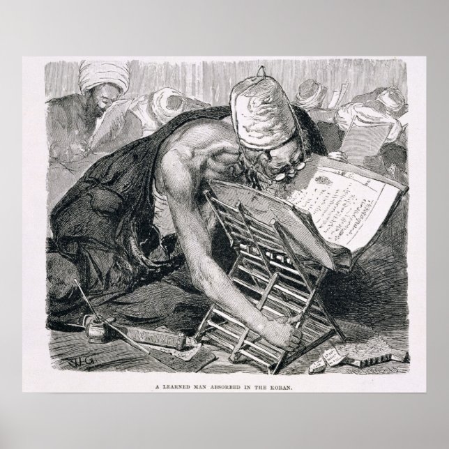En inlärd man som absorberats i Koranen Poster (Framsidan)