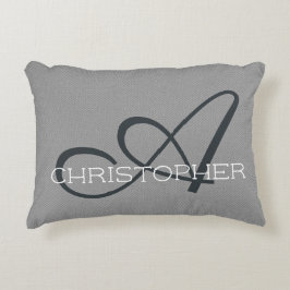 En inledande anpassad namnmall Grått Black White Prydnadskudde