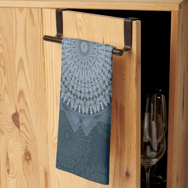 En inledande av den blå masscirkeln kökshandduk (Thirds Fold)