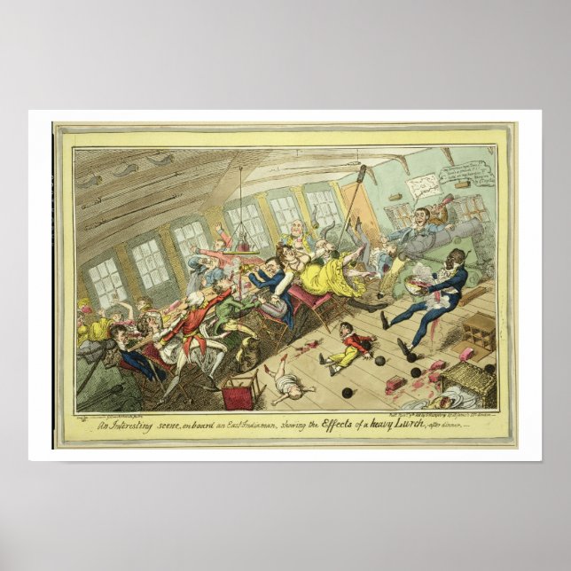 En intressant scen ombord på en Öster-indiaman, Poster (Framsidan)