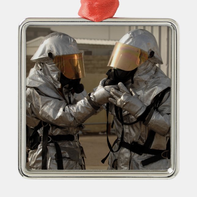 En irakisk brandman julgransprydnad metall (Framsidan)