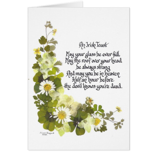 En irländsk Toast. Hälsningskort (Framsidan)