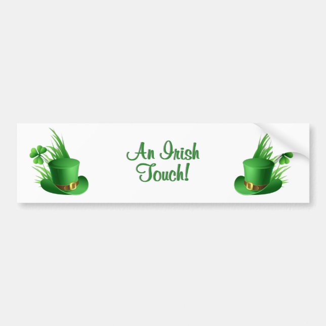 En irländsk touch Leprechaun fyrkantig hatt i gräs Bildekal (Framsidan)